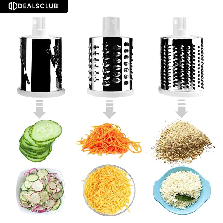 "3-in-1 Rotary Drum Grater 'Kaddu Kash' - Effortlessly Grate, Slice, and Shred with Ease [Free Delivery]"