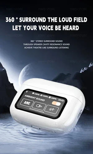 A9 Pro Touch Screen Anc Wireless Headset Tws Noise Cancelling Earbud.