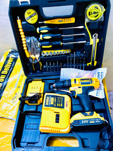 Dewalt Brand 24 Volts Cordless Hammer Drill Tool Set