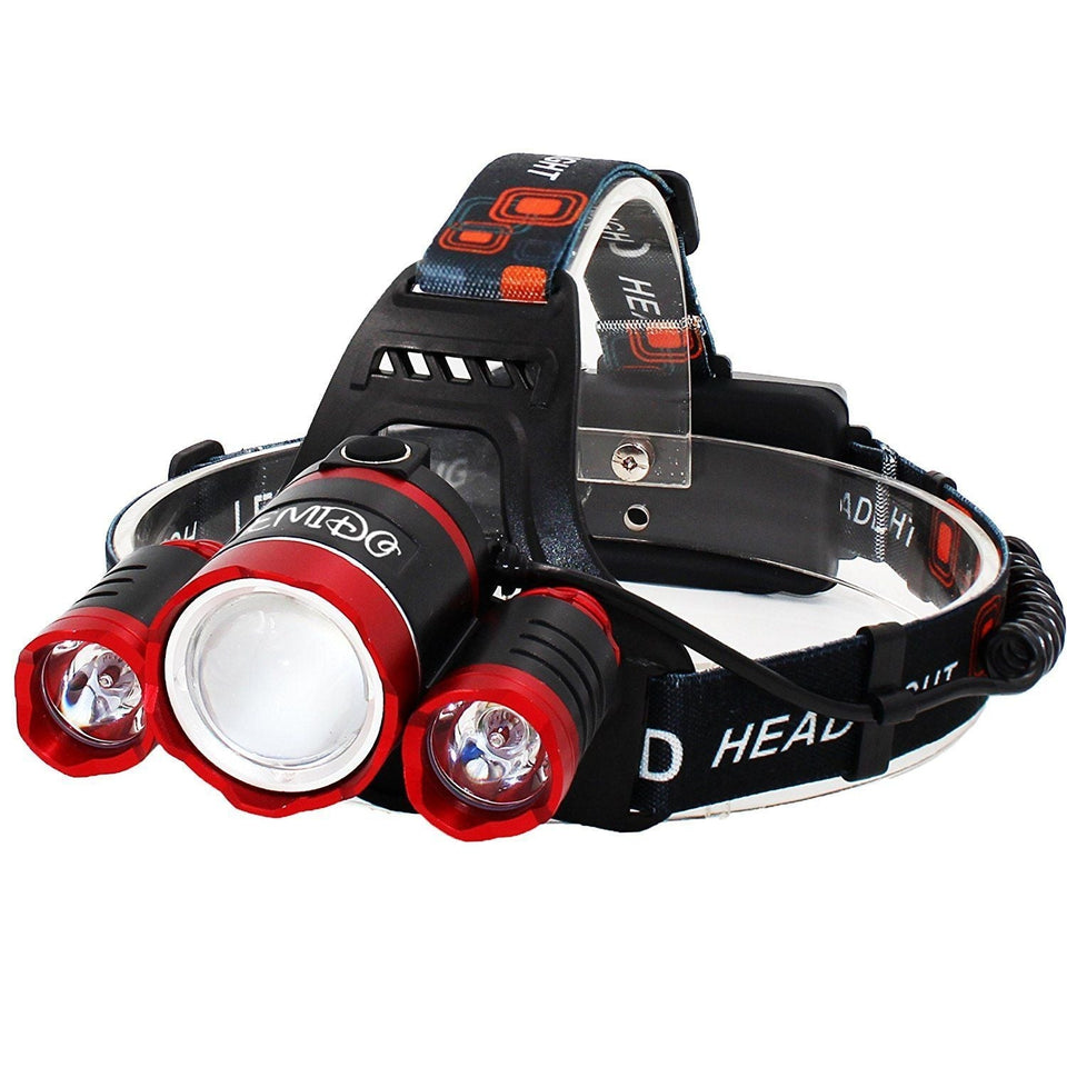 Super Bright Zoomable 4 Modes Rechargeable Waterproof LED Headlamp